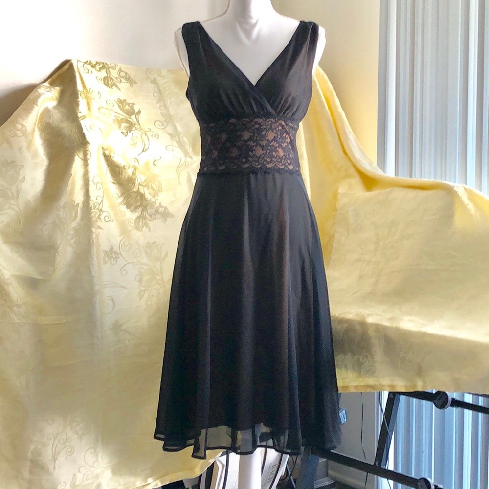 Nude Lace Black Cocktail Party Dress Barn 4 V Neck